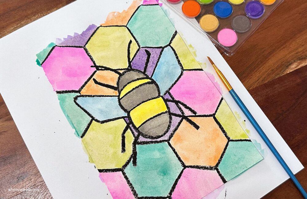 Watercolor and Crayon Resist Bee Art Project