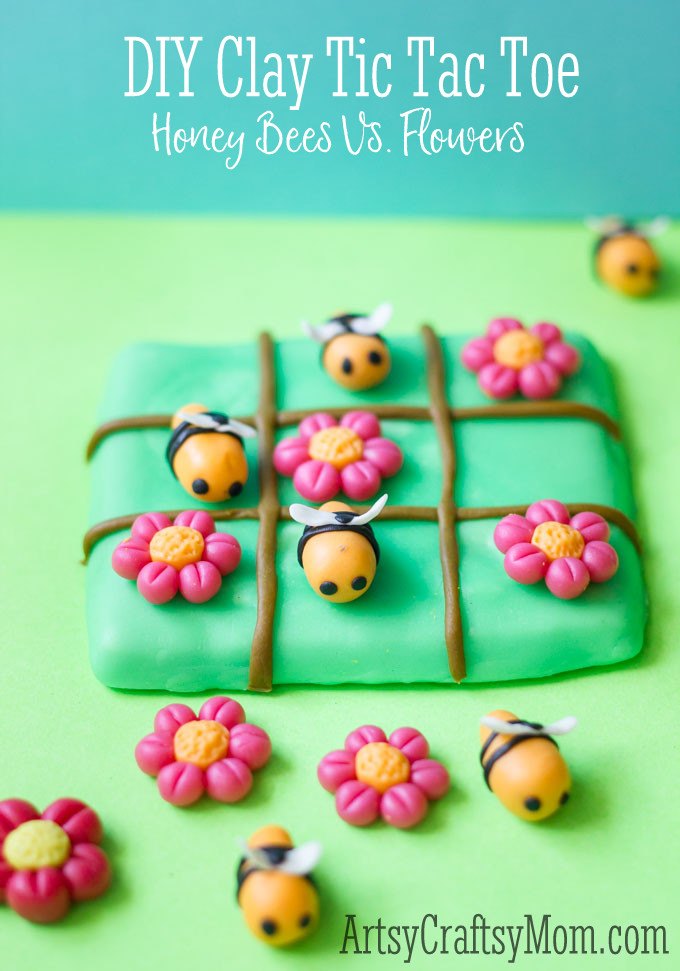 diy clay honey bee and flower tic tac toe game perfect for bee crafts and activities