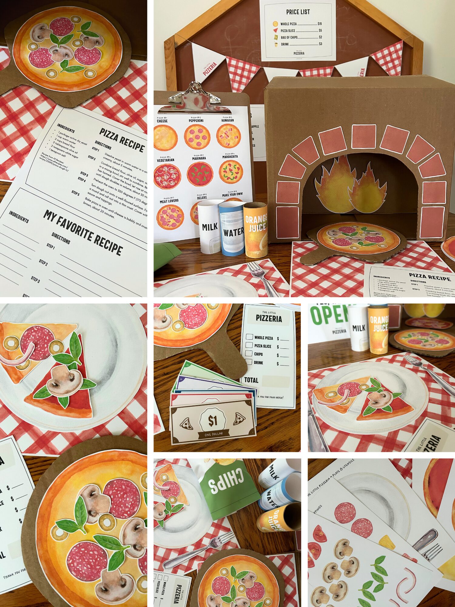 Photo collage of the Little Pizzeria Learn & Play Pack by How Wee Learn