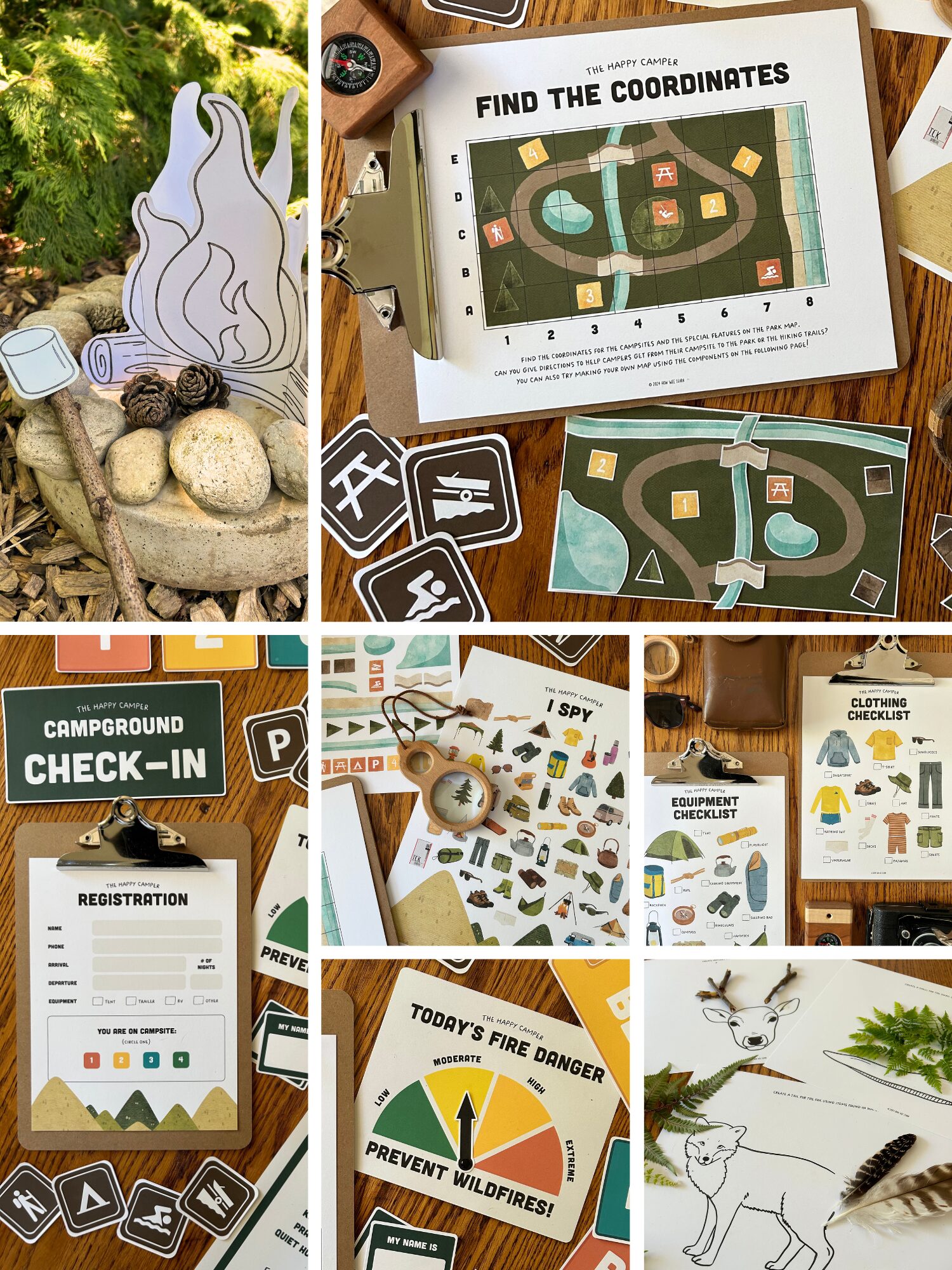 Photo collage of the Happy Camper Learn & Play Pack by How Wee Learn