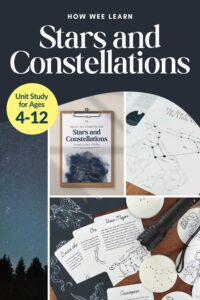 A Hands on Learning Stars and Constellations Unit Study! This unit study is perfect for homeschooling and great for ages 4 - 12 years old. The topics include: What is a star? The lifecycle of a star, What is a constellation? Draco the Dragon, Cassiopeia, Polaris, and more!