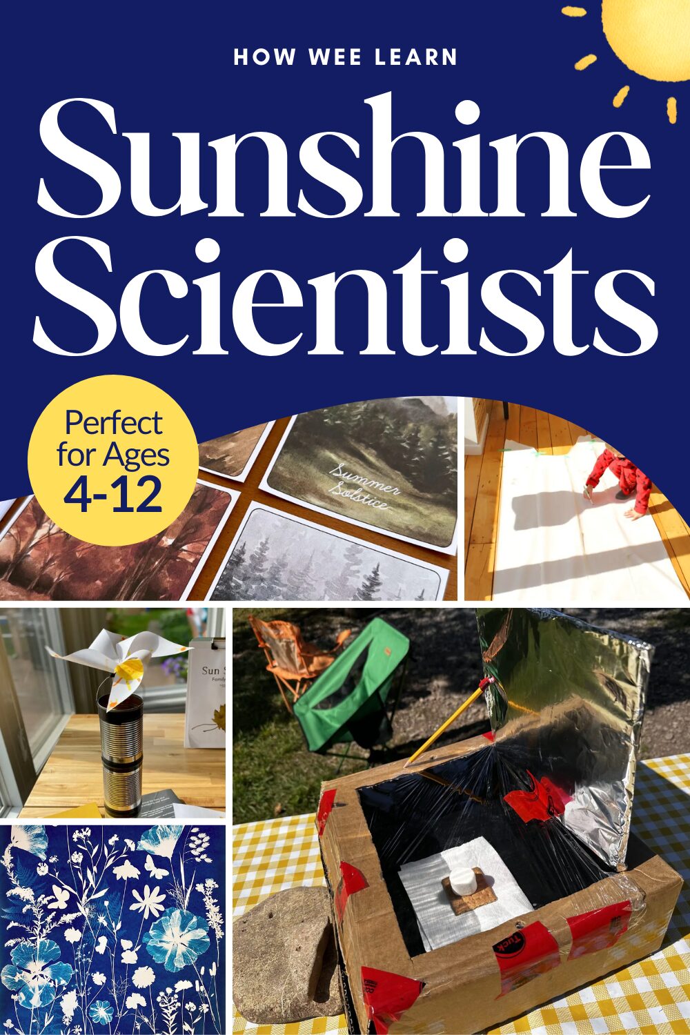 Photos of activities from the hands-on Sunshine Scientists Family Unit Study by How Wee Learn