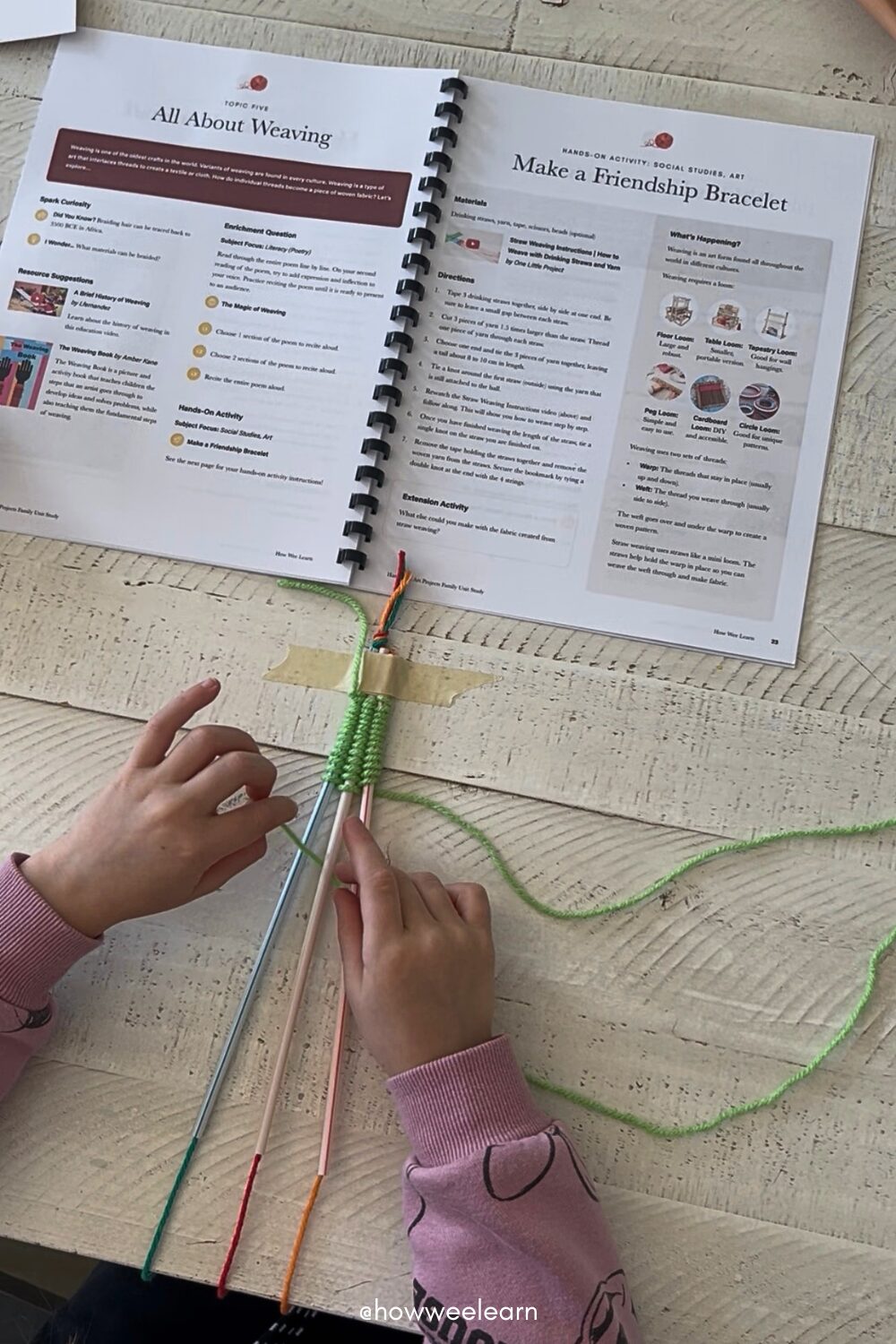 Making a friendship bracelet out of straws