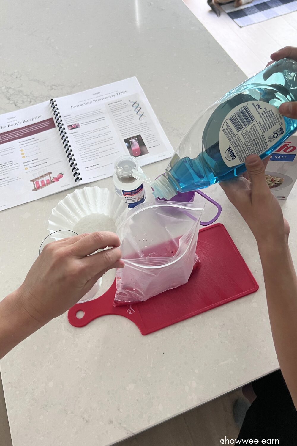 Pouring Soap into the Strawberry Mixture